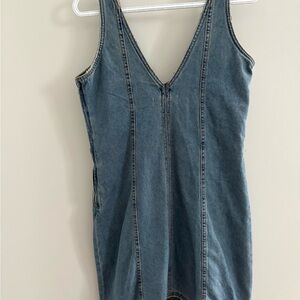 Denim Sleeveless V-Neck dress